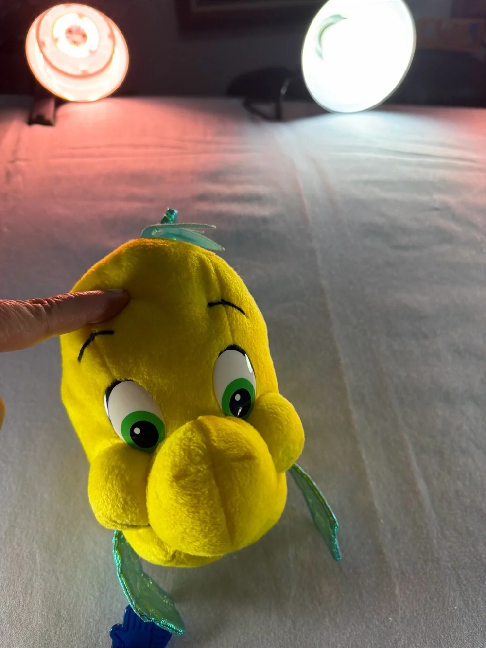 Disney Yellow & Blue Flounder Plush Fish with Shimmery Green Fins